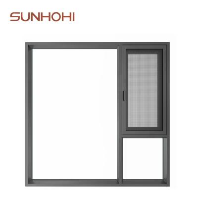 China Aluminum Security Curtain Swing SUNHOHI Window Bar Photocatalyst Mosquito Screen Glass Passive House Window for sale