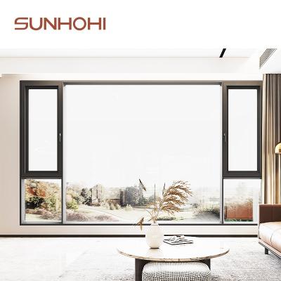 China SUNHOHI HOPPE Swing Handle Window Bars Design Friction Stay Hinge Heat Break Aluminum Window Frames With Mosquito Net for sale