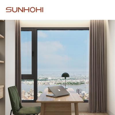 China SUNHOHI Micro Swing Ventilation Windows Roll Up Water Sound Proof Stained Glass Screen System Large Aluminum Windows Insulation for sale