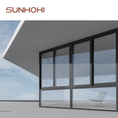 China SUNHOHI Two Color Customization Burglar Proof Slip Sliding Window Gauze Aluminum Glass Windows Lock Soundproof Thermal Break for sale