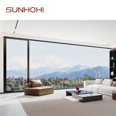 China SUNHOHI Aluminum Clad Sliding Seals Hurricane Cutout Side Pressure Proof Window Advanced Thermal Burglar Proof Sliding Stained Glass for sale