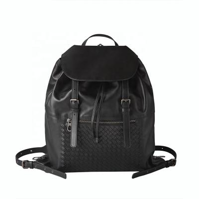 China Custom waterproof mochilas clamshell buckle strap cowhide leather laptop backpack drawstring backpack for sale