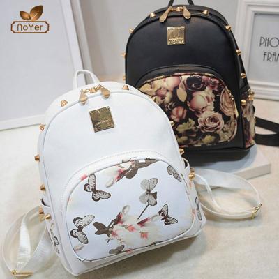 China Ladies Leisure Travel Bag Fashion Trend Waterproof Butterfly Printed Leather Rucksack Wholesale Backpacks for sale