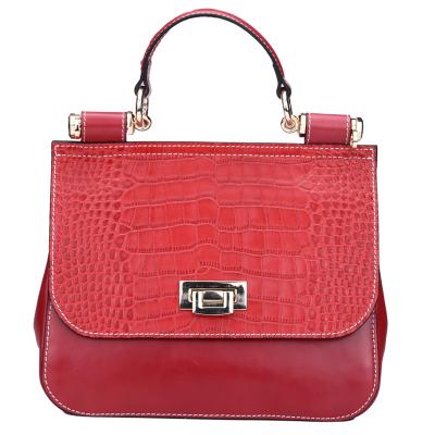 China Eco-Friendly Fashion Genuine Leather Handbags Factory Ladies Shoulder Bags Women Crocodile Embossed Tote Bag for sale