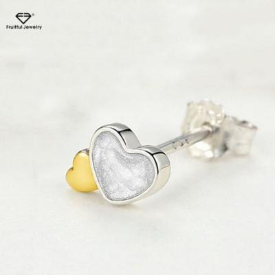 China 925 Silver Stud Earrings High Quality Wholesale Silver Real 925 Sterling Silver Diamond Heart Earrings for sale