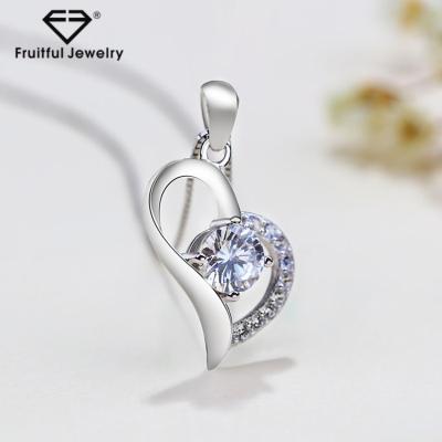 China CLASSIC Custom Jewelry Luxury Crystal Heart Pendant Necklace 925 Silver for sale