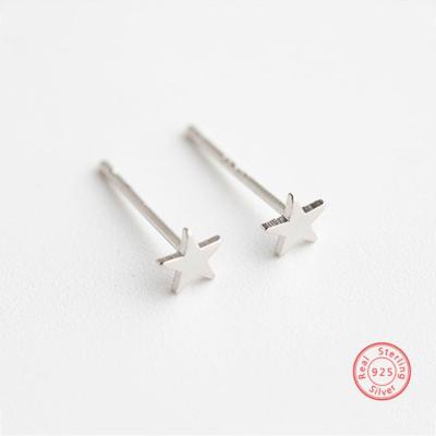 China New FASHIONABLE cute mini 925 Sterling Sliver Stud Earrings Silver color metal Mini Star Shaped 925 Sterling Silver Stud Earrings for sale