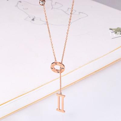 China Fashion CLASSIC Korean Titanium New Products Steel Tassel Plated Rose Gold Diamond Necklace Female Chocker for sale