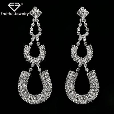 China Alloy Fashion Personality Exaggerated Full Drill Statement Crystal Classic Multi Layer Water Drop Earrings for sale