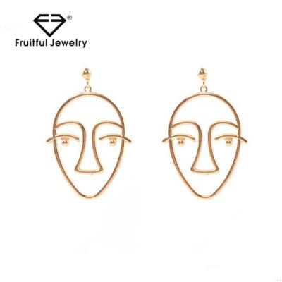 China Stylish ALLOY Newcomer Abstract Hollow Dangle Earrings Face Girls Statement Drop Earrings for sale