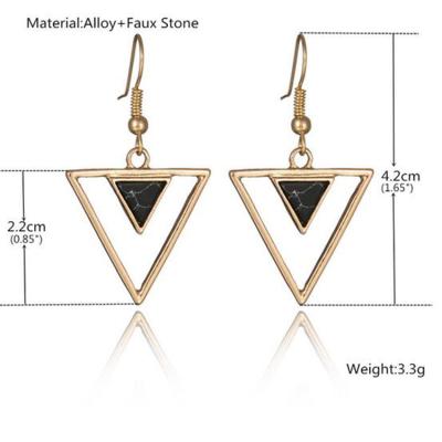 China CLASSIC 2021 Distinctive Gold Plated Women Double Triangle Black Turquoise Drop Earrings Hot Selling Jewelry for sale