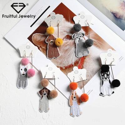 China CLASSIC 2021 New Trendy Animal Earring Fashion Designs Dog Hair Ball Drop Earrings for sale