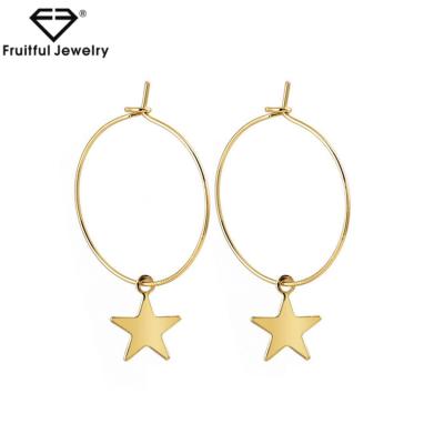 China Fashion Charm Geometry Hoop Earrings CLASSIC Wholesale Classic Trendy Gold Plated Star Earring for sale