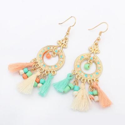 China Hot Selling Colorful ALLOY Wire Tassels Pendant With Plastic Pearl Women Jewelry Chandelier Earring for sale