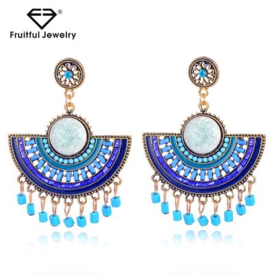 China New CLASSIC Hot Fashion Charm Vintage Bohemian Beads Earrings For Women Piercing Jewelry Flower Hollow Dangle Drop for sale