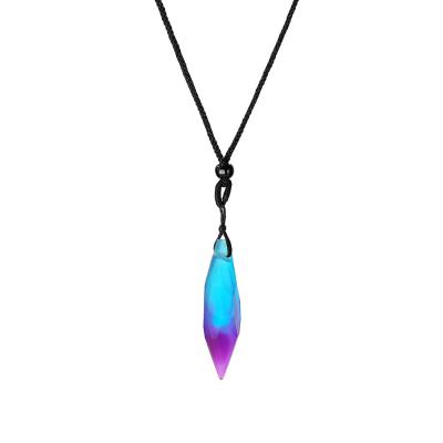 China Romantic Simple Illusion Gradient Aurora Starry Sky Handmade Forest Unisex Water Drop Pendant Couple Resin Necklace Jewelry for sale