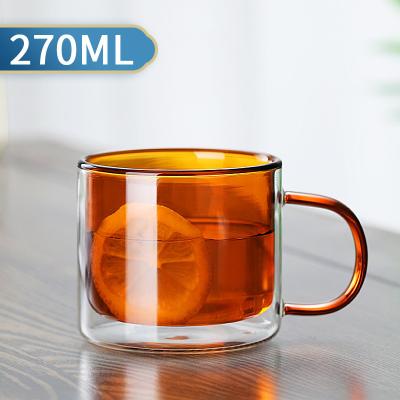 China New Style Double Wall Viable Transparent Cylindrical Glass Mug Variety Coffee Cup Household Colorful Coffee Cup With Handle for sale