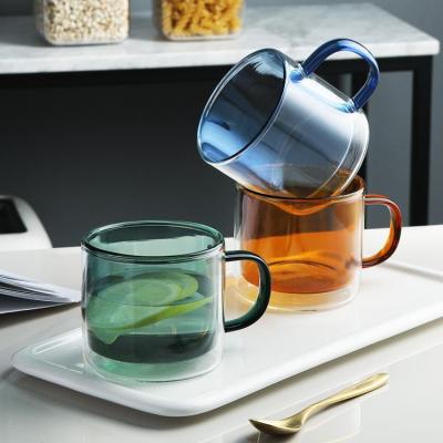 China 2023 300ml 11oz Heat Resistant Customized Sustainable Borosilicate Double Wall Clear Glass Mug for sale