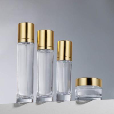 China Imanel OEM/ODM High Transparent Luxury Cosmetic Lotion Bottle Packaging Glass For 100ml Color Glass Customized Bottle for sale