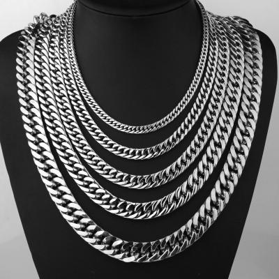 China Hot Selling Personalized Amazon Cuban Link Necklace Chain Jewelry Accessories Stainless Steel Cuba Chain Necklace For Men for sale