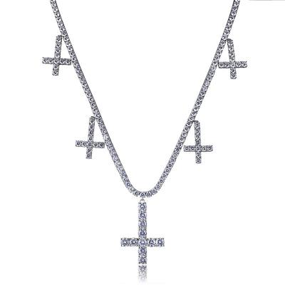 China Amazon Religion Religious Christian Inverted Cross Pendant Tennis Necklace Hot Selling Jewelry for sale