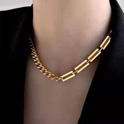 China FASHIONABLE Hot Selling Thick Hop Titanium Steel Cuban Street Hip Amazon Necklace Clavicle Chain Necklaces For Women for sale