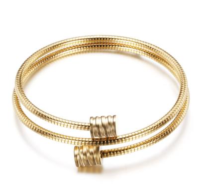 China Trendy Women's Jewelry Bracelets Adjustable Designer Ins 316L Stainless Steel Fashion Double Layer Cable Wire Bracelet for sale