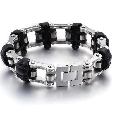 China XISHUO Black Punk Skull Stainless Steel Charm Bracelet For Men for sale