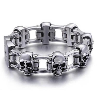 China Dominant XISHUO Charm Punk Bracelet Men Bike Cyclist Skull Stainless Steel Bracelet Bangles Jewelry for sale