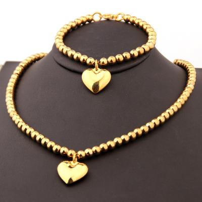 China FASHIONABLE 316L Stainless Steel Love Heart Necklace and Bracelet Jewelry Sets for Women Gift Engagement Wedding Party Chain Set Jewelry for sale