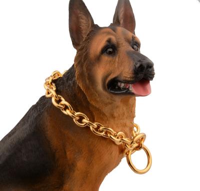 China Hot Selling Unique Design Dog Collar Hip Hop Style Dog Collar Punk Chain 15mm Big Gold Quick Release Amazon 361L Stainless Steel for sale