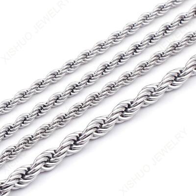 China XISHUO316L Stainless Steel Link Chain Rope Chain FASHION Twisted Silver Necklace for sale