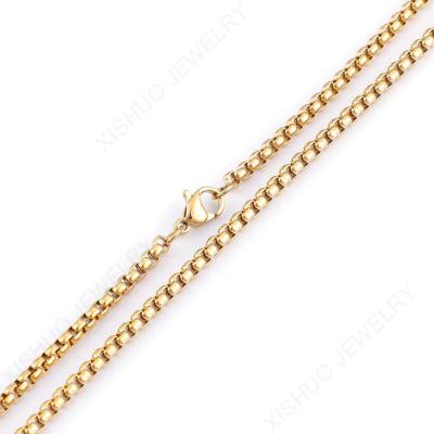 China FASHIONABLE XISHUO 316L Stainless Steel 3mm Gold Black Square Link Chain Box Chains Necklace for sale