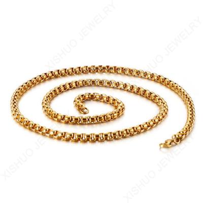 China FASHIONABLE Amazon Trends High Chain Necklace Stainless Steel Box Link Chain Necklace Polish Round Female High for sale