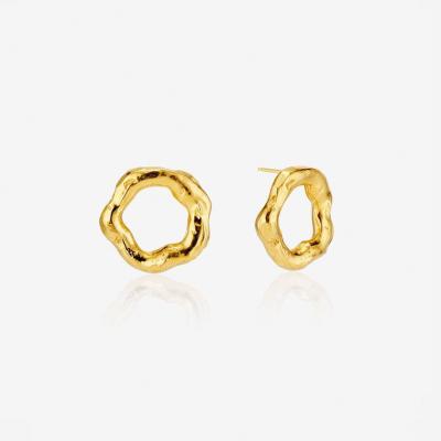 China XISHUO 2022 FASHIONABLE personality simple temperament copper IP plating 18k gold circle earrings for sale