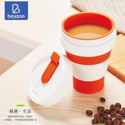 China 350ml Sustainable Leak Proof Collapsible Silicone Collapsible Coffee Mug for sale