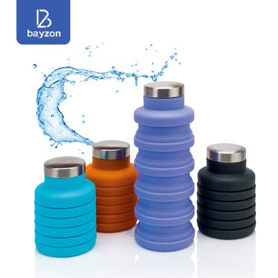 China Collapsilbe Collapsilbe Viable Silicone Collapsible Water Bottle 500ml /16oz BPA Free for sale