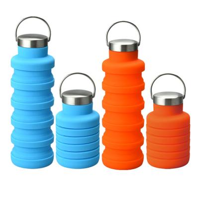 China Collapsilbe Viable Collapsilbe Water Bottle Silicone Bayzon Water Bottle With Handle 500ml /16oz BPA Free HOT Sale for sale