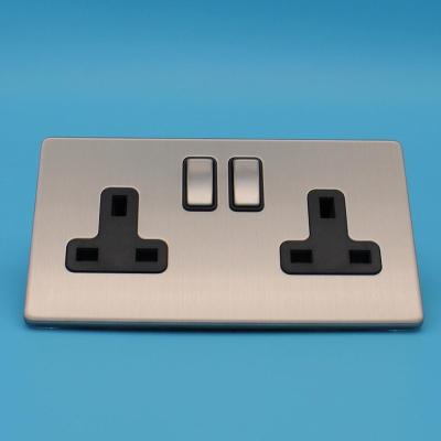 China Residential / Multipurpose 13A Double Sockets Stainless Steel Switch Socket for sale