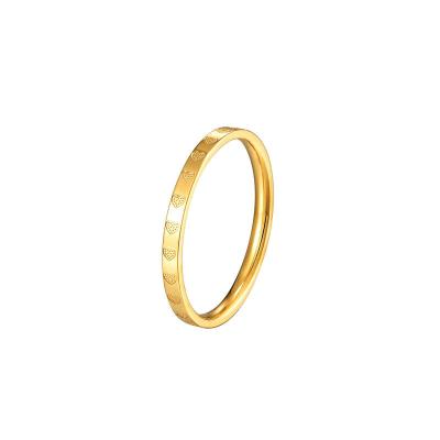 China 2023 New FASHIONABLE Love 18K Full Gold Plated Ring Fashion Jewelry Stainless Steel Heart Pattern Ring for sale