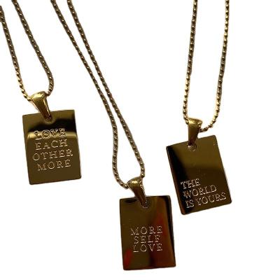 China INS Style Square Letter Necklace Fashion Jewelry 18K Gold Plated Pendant Necklace for sale