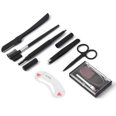 China 7pcs Personal Care Black Eyebrow Trimming Set Eyebrow Scissor Tweezers Stainless Steel Makeup Eyebrow Trimming Tools for sale