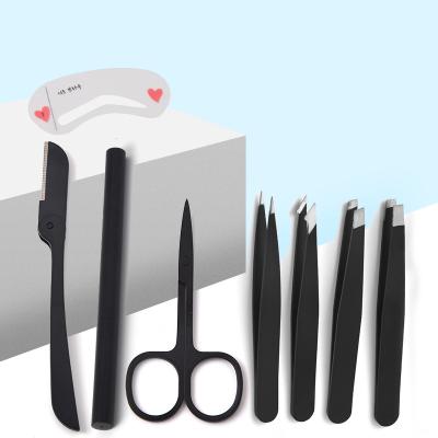 China Hot Sale 8pcs Black Eyebrow Trimmer Trimmer Eyebrow Trimmer Personal Care Makeup Tool Kit for sale