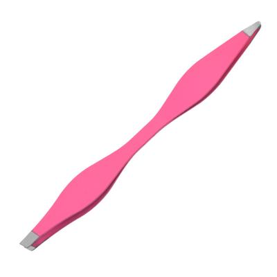 China Eco-friendly Oblique Tweezers Stainless Steel Tip Eyebrow Hair Removal Tweezers Mark Double Eyebrow Staples for sale