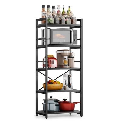 China 5 Tier Sustainable Kitchen Baker Shelving Industrial Microwave Oven Stand Shelf With Free Standing for sale