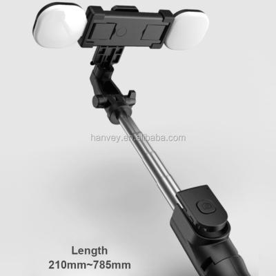 China Hanvey Flexible Portable Folding Selfie Palo Bastone With Wireless Remote Pane 360 ​​Rotation Monopod Stand Selfie Stick Tripod With Light for sale