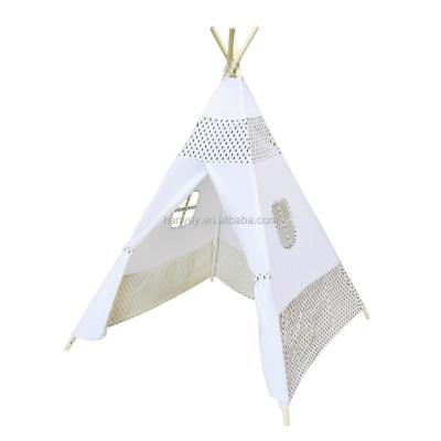 China Toy Factory Wholesale Soft Cheap Price Kids Foldable Waterproof Baby Tent Camping Canvas Teepee Play Tent White Outdoor Kids for sale