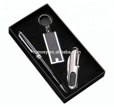 China Custom Multi-function Folding Pocket Knife Wholesale Promotion Factory Price Business Gift Pen and LED Light Key Chain Business Gift Set for sale