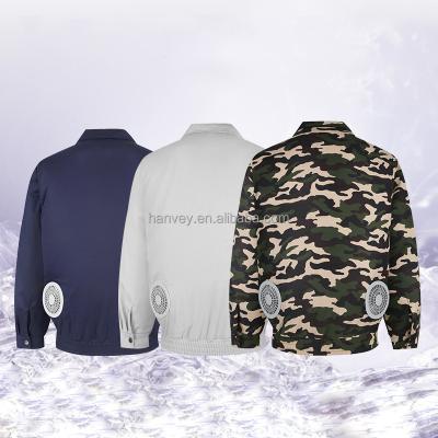 China OEM Breathability Service Air Cooling Jacket Coat With 5V Fan, Custom Summer Outdoor Sun Fan Fitted Clothing Workwear for sale