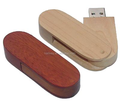 China Wholesale high quality cheap promotional custom made bamboo wooden usb pen drive swivel 1gb HV-808 flash memory usb for sale